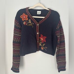 Laura Ashley Vintage 90s Embroidered Cottagecore Cardigan 🌿